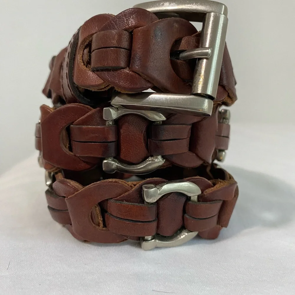 AIMEE LYNN Vintage Brown Women’s Leather Belt Leather Horseshoe bit Belt Sz M